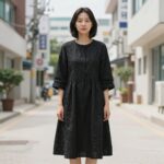 여름 장례식 복장으로 적합한 검은색 린넨 원피스
