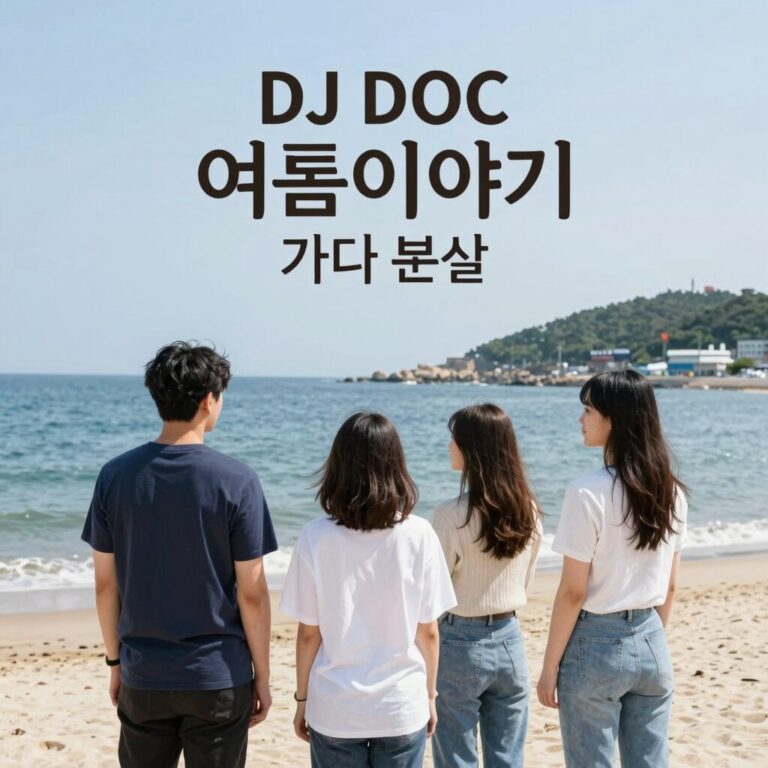 DJ DOC 여름이야기 가사 분석 사진 바닷가 배경과 가사 텍스트