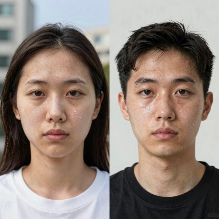얼굴 땀 억제제 사용 전후 비교 사진