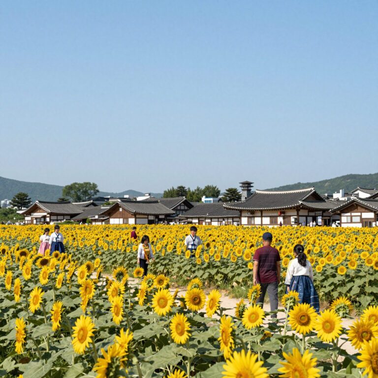 태백 구와우마을 해바라기밭 전경