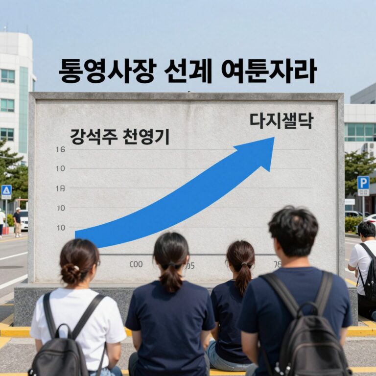 통영시장 선거 여론조사 그래프 강석주 천영기 지지율 비교