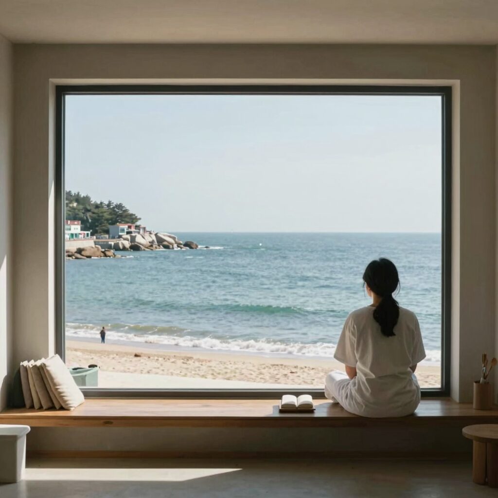 울산 ST210 펜션 2층 스파에서 바라본 바다 전경