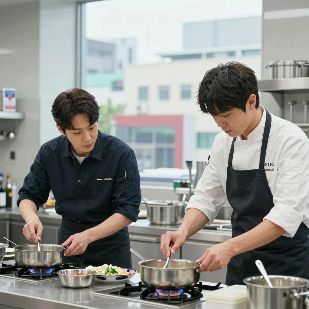 언더커버 셰프 8회 방송 장면 권성준 정지선 샘킴 주방에서 일하는 모습
