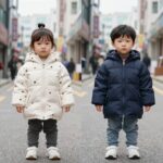 유아 퍼들점퍼 구명조끼 암링 비교 추천 유아 퍼들점퍼와 암링자켓 착용 모습 비교 사진
