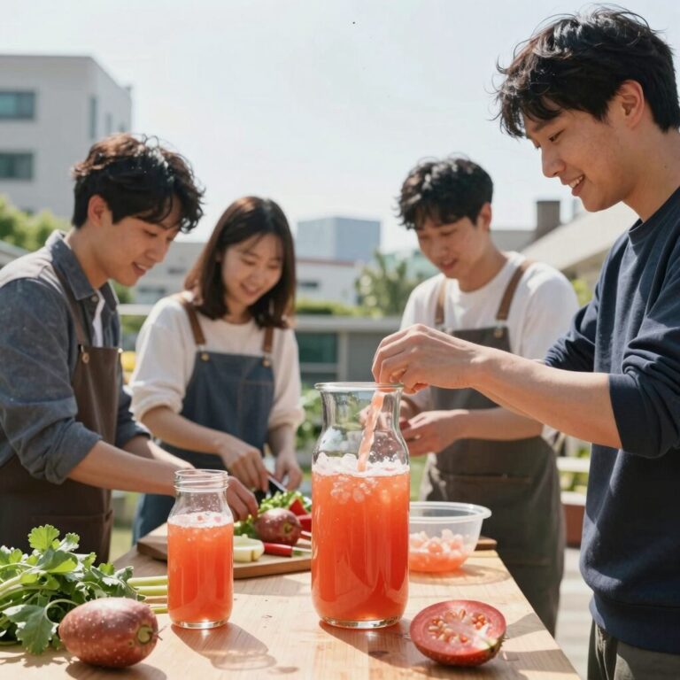 수박 주스 만들기 과정과 완성된 주스
