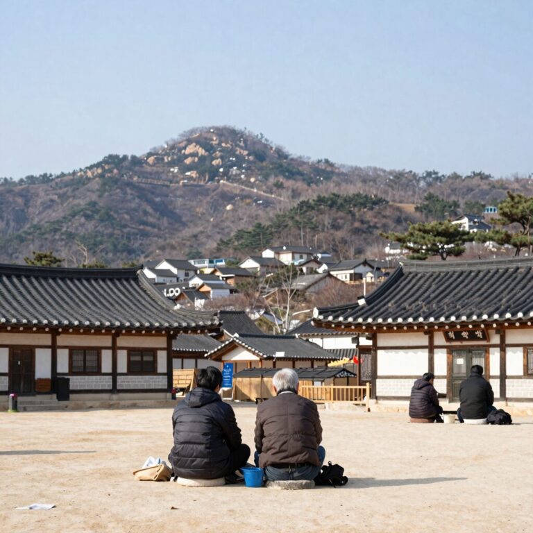 월성계곡산장 평상과 계곡 전경