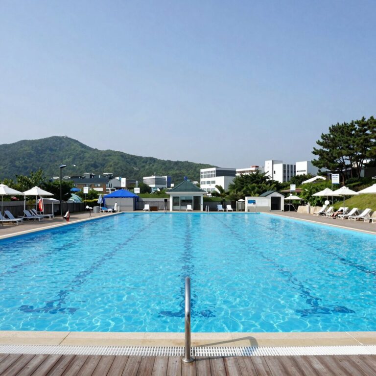 양산 배내골 해피밸리펜션 대형 야외수영장 전경