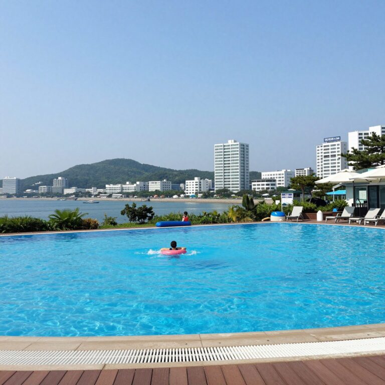 여수 라테라스 리조트 수영장 전경 아이와 물놀이 가능
