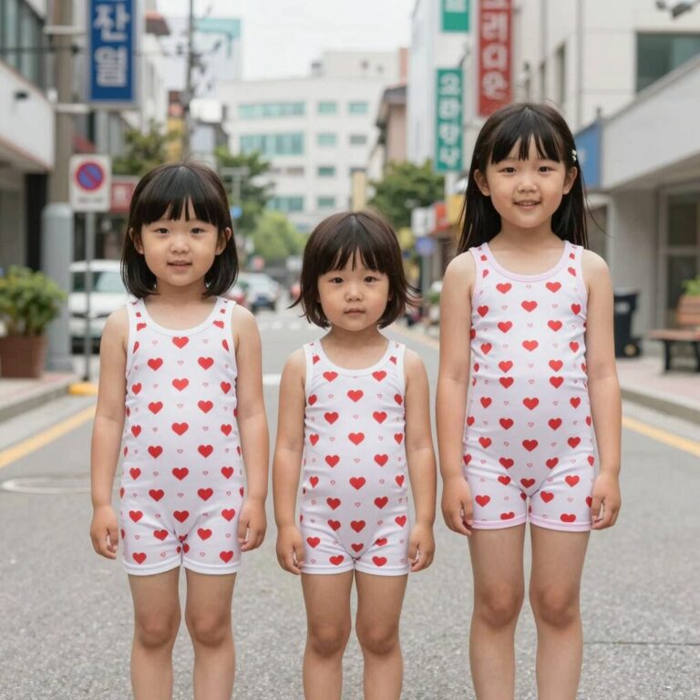 요바프 유아 래쉬가드 하트 패턴 디자인