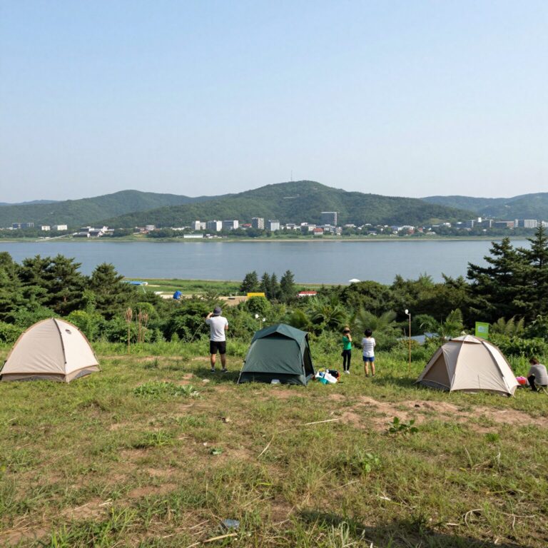 가평 자우림 캠핑장 북한강 조망 사이트 전경