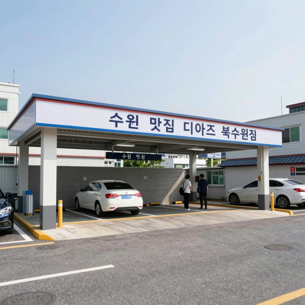 수원 빙수 맛집 주차 가능한 디아즈 북수원점 전용 주차장과 매장 입구