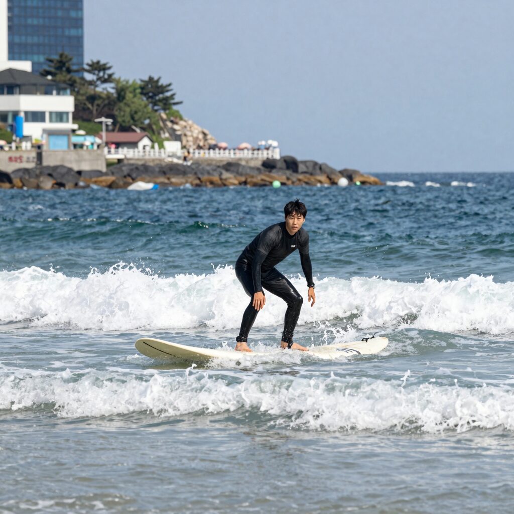 죽도 서핑 다이어리 영화 배경이 된 죽도 해변의 푸른 바다와 파도