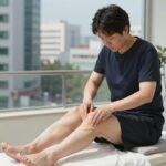 허벅지 땀띠 치료 3일 만에 진정하기 허벅지 땀띠 치료를 위해 진정 젤을 바르는 모습