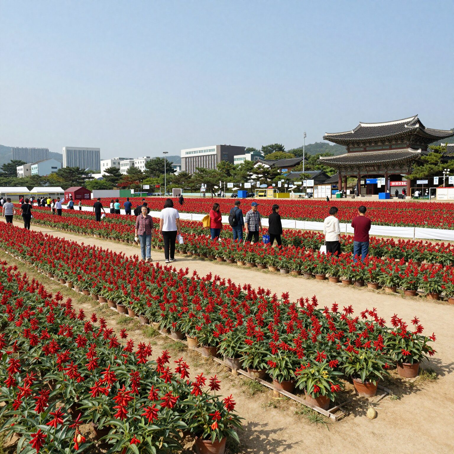 2026 괴산 고추축제 행사장 전경과 붉은 고추 장식