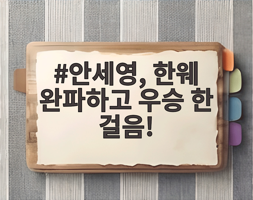 안세영, 한웨 완파하고 우승 한 걸음!