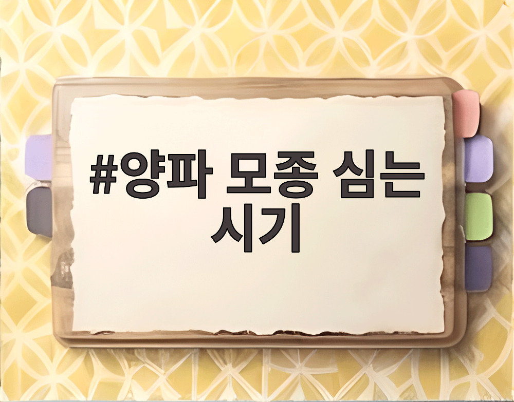 양파 모종 심는 시기