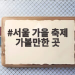 서울 가을 축제 가볼만한 곳 10월 일정 주말 나들이 추천 서울 가을 축제 가볼만한 곳